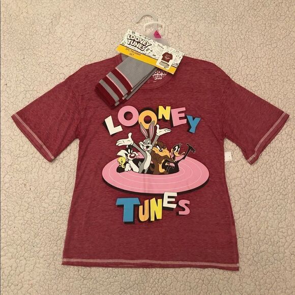Warner Bros. Looney Tunes Women’s Sleep T-shirt and Socks Size XS - Picture 2 of 4